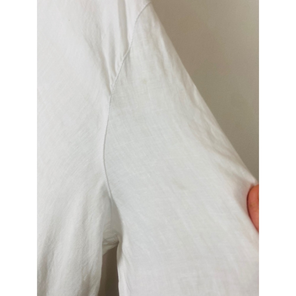 Sigrid Olsen White 100% Linen Tunic Top Womens 2X Shell Button Side Vents - Picture 9 of 9